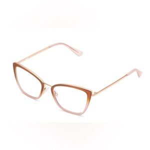 Quay Clickbait Cateye Bluelight Glasses with Ombré Rose Gold Metal Frame